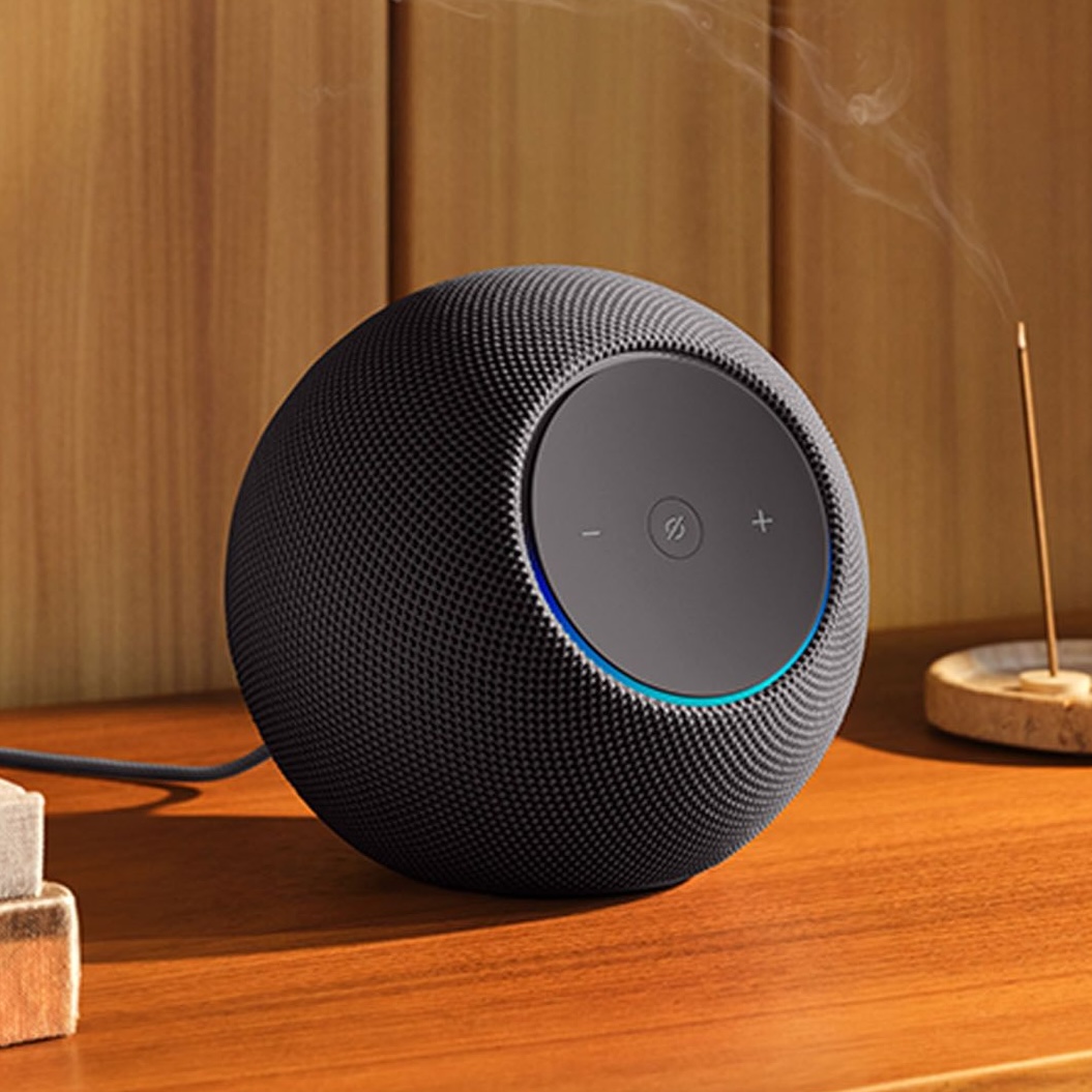 An Amazon Echo smart speaker.